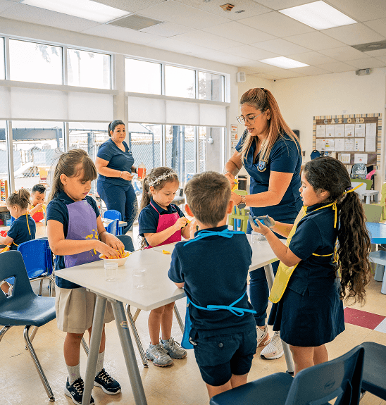 Teacher with students in class